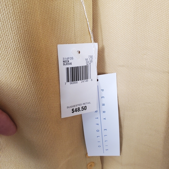 Perry Ellis Portfolio Yellow Button Down. Long Sleeve. NWT. 16.5 34/35. H108 - Picture 4 of 10